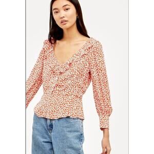Capulet Stevie Ruffle Blouse Tangerine Floral Size Medium
